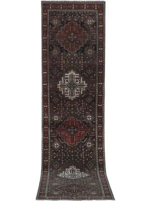 Etnik Bulvar Yün Kahverengi El Dokuması Halı 112 x 450 cm