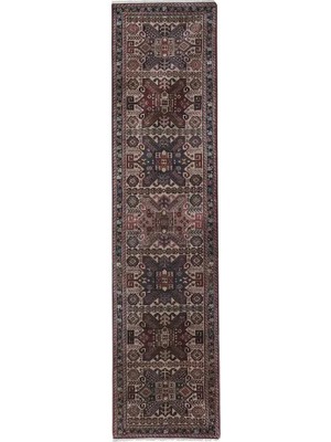 Etnik Bulvar Yün Kahverengi El Dokuması Halı 77 x 305 cm
