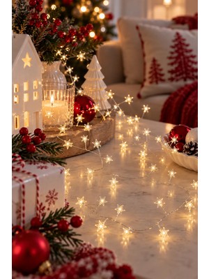 Magicledcorner Renkli Yıldız LED Işıklı Garland 1,10 cm Uzunlukta İç Mekan Uyumlu Özellik