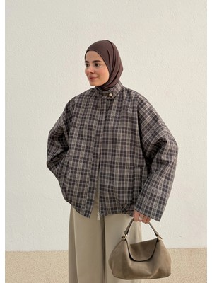 Moda Aksa 7896 Ekose _bumber Ceket Kahve