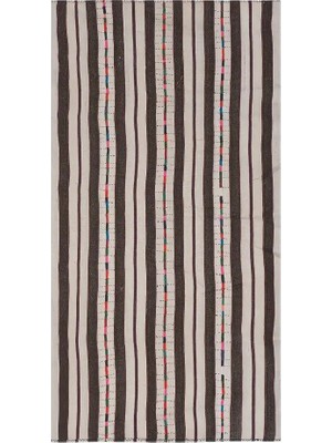 Etnik Bulvar Yün Beyaz El Dokuması Kilim 180 x 340 cm