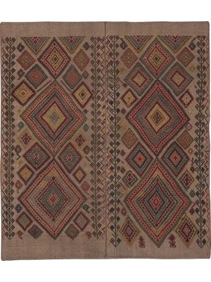 Etnik Bulvar Yün Bej El Dokuması Kilim 175 x 203 cm