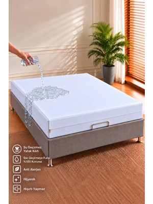 Mobpazar Yatak Kılıfı, Beyaz Pu Kumaşlı Fermuarlı Yıkanabilir Anti-Aging | Anti-Alerjik | Anti-Bakteriyel 90X200 cm