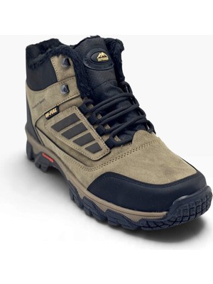 Wanderfull 3022-27 Deri Bağcıklı Fermuarlı Içi Kürklü Outdoor Erkek Bot Vizon Siyah Oranj 45-47