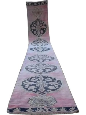Etnik Bulvar Yün Pembe El Dokuma Yolluk 105 x 771 cm