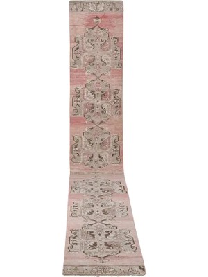 Etnik Bulvar Yün Ekru El Dokuması Halı 100 x 649 cm
