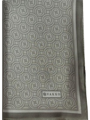 Vakko Tivil Monogram Şal 41407-Açık Haki
