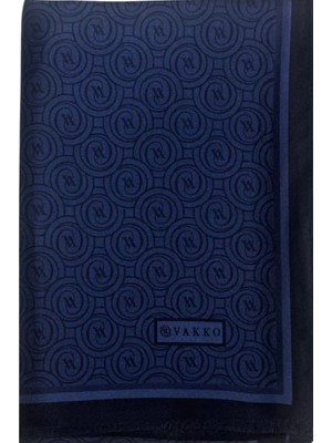 Vakko Tivil Monogram Şal 41407-Lacivert