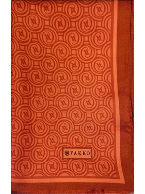Vakko Tivil Monogram Şal 41407-Koyu Somon