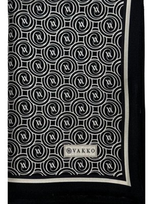 Vakko Tivil Monogram Şal 41407-SIYAH Ekru
