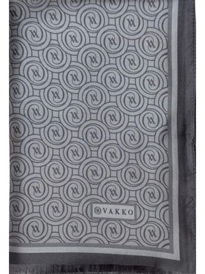 Vakko Tivil Monogram Şal 41407-Açık Gri