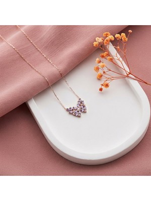 Takı925 925 Ayar Rose Kelebek Gümüş Kolye