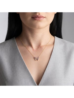 Takı925 925 Ayar Gold Kelebek Gümüş Kolye