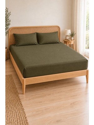 Isessia Çift Kişilik Lastikli Çarşaf Takımı | Yastık Kılıflı | 3 Parça | Çarşaf Seti | Düz Renk Fitted Çarşaf ve Yastık Kılıfı 180 x 200