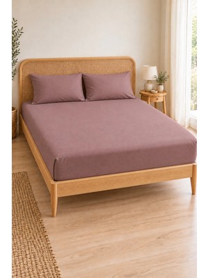 Isessia Çift Kişilik Lastikli Çarşaf Takımı | Yastık Kılıflı | 3 Parça | Çarşaf Seti | Düz Renk Fitted Çarşaf ve Yastık Kılıfı 180 x 200