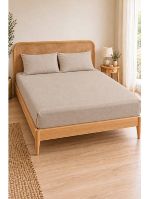 Isessia Çift Kişilik Lastikli Çarşaf Takımı | Yastık Kılıflı | 3 Parça | Çarşaf Seti | Düz Renk Fitted Çarşaf ve Yastık Kılıfı 180 x 200