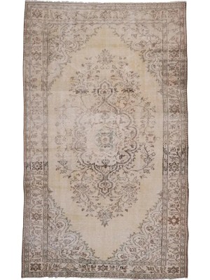 Etnik Bulvar Uşak Yün Bej El Dokuması Halı 178 x 300 cm