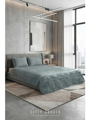 Sleep Garden Veluxe Kadife Kapitoneli Şık Yatak Örtüsü Seti