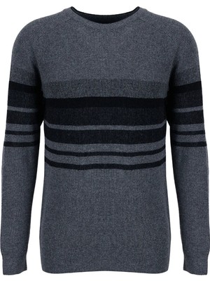 Fabrika Vizon Erkek Bisiklet Yaka Slim Fit Çizgili Kazak F6WM-KZK 2039