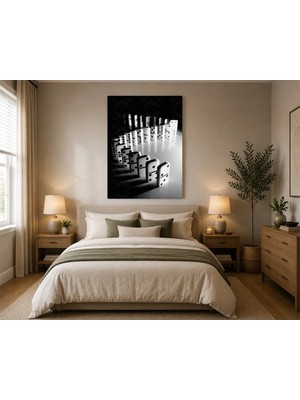 Rose Light Domino Taşları Duvar Dekoru Ahşap Mdf Baskı Salon, Yatak Odası, Çocuk Odası, Ofis Duvar Tablosu Mdf Tablo