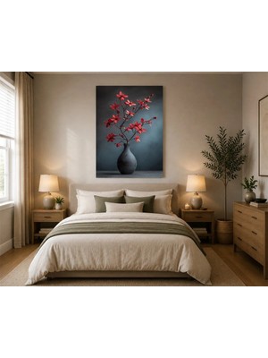 Rose Light Çiçek Dalı Vazo Detaylı Duvar Yatak Odası Dekoru Ahşap Mdf Baskı Salon, Çocuk Odası, Ofis Duvar Tablosu Mdf Tablo