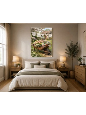 Rose Light Çiçekli Römork Motifi Duvar Dekoru Ahşap Mdf Baskı Salon, Yatak Odası, Çocuk Odası, Ofis Duvar Tablosu Mdf Tablo