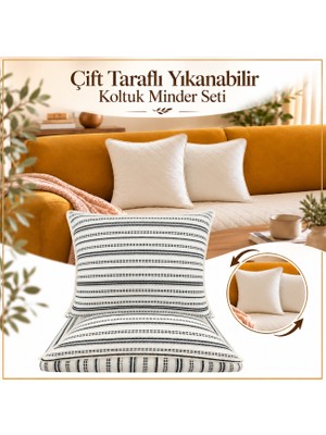 Ödel Buldan Çift Taraflı Jakarlı Yıkanabilir Koltuk Pedi & Minderi & Şiltesi-Kırlent Hediyeli
