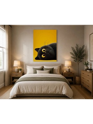 Rose Light Kedi Yüzü Duvar Dekoru Ahşap Mdf Baskı Salon, Yatak Odası, Çocuk Odası, Ofis Duvar Tablosu Mdf Tablo