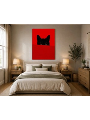 Rose Light Arka Plan Üzerinde Bir Kedi Duvar Dekoru Ahşap Mdf Baskı Salon, Yatak Odası, Çocuk Odası, Ofis Duvar Tablosu Mdf Tablo