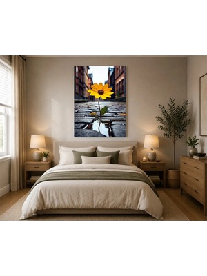 Rose Light Çiçekli Dayağa Sahip Yağmur Damlalı Duvar Dekoru Ahşap Mdf Baskı Salon, Yatak Odası, Çocuk Odası, Ofis Duvar Tablosu Mdf Tablo