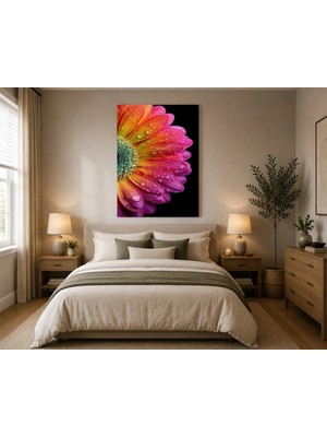 Rose Light Çiçek Su Damlaları Duvar Dekoru Ahşap Mdf Baskı Salon, Yatak Odası, Çocuk Odası, Ofis Duvar Tablosu Mdf Tablo