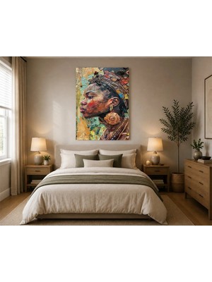 Rose Light Afrika Kökenli Genç Kadın Portresi Duvar Dekoru Ahşap Mdf Baskı Salon, Yatak Odası, Çocuk Odası, Ofis Duvar Tablosu Mdf Tablo