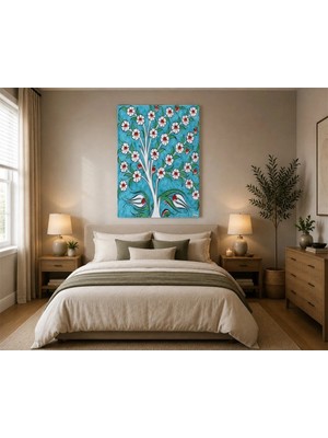 Rose Light Çiçekli Ağaç Motifiyle Arka Planlı Duvar Dekoru Ahşap Mdf Baskı Salon, Yatak Odası, Çocuk Odası, Ofis Duvar Tablosu Mdf Tablo