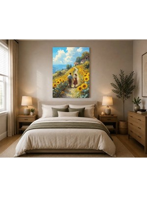 Rose Light Güllerle Yürüyüş Çifti Duvar Yatak Odası Dekoru Ahşap Mdf Baskı Salon, Çocuk Odası, Ofis Duvar Tablosu Mdf Tablo
