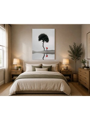 Rose Light Ağaç ve Şemsiye Motifiyle Duvar Dekoru Ahşap Mdf Baskı Salon, Yatak Odası, Çocuk Odası, Ofis Duvar Tablosu Mdf Tablo