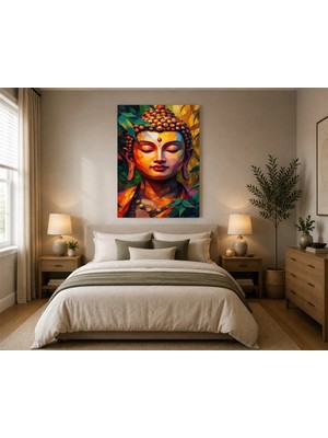 Rose Light Budist Heykel Portresi Duvar Dekoru Ahşap Mdf Baskı Salon, Yatak Odası, Çocuk Odası, Ofis Duvar Tablosu Mdf Tablo