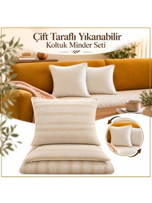 Ödel Buldan Çift Taraflı Jakarlı Yıkanabilir Koltuk Pedi & Minderi & Şiltesi-Kırlent Hediyeli