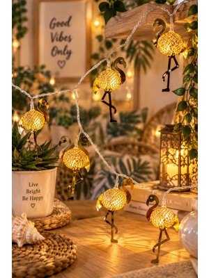 Magicledcorner Gold Flamingo Işık Zinciri