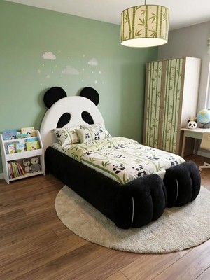Most Panda Tek Kişilik Karyola Teddy Kumaş 90X190 Yatak Içindir (Evinize Teslim)