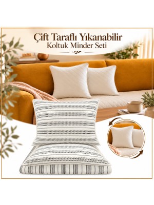 Ödel Buldan Çift Taraflı Jakarlı Yıkanabilir Koltuk Pedi & Minderi & Şiltesi-Kırlent Hediyeli