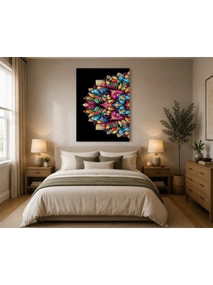 Rose Light Karmaşık Mandala Desenli Duvar Dekoru Ahşap Mdf Baskı Salon, Yatak Odası, Çocuk Odası, Ofis Duvar Tablosu Mdf Tablo
