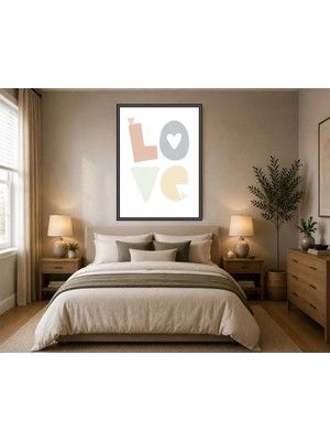 Rose Light Ahşap Duvar – Love Kelimesi ve Kalp Duvar Dekoru Ahşap Mdf Baskı Salon, Yatak Odası, Çocuk Odası, Ofis Duvar Tablosu Çerçeve Görünümlü Mdf