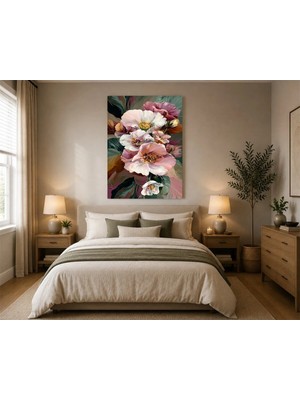 Rose Light Çiçekli Duvar Dekoru Dekoratif Ahşap Mdf Baskı Salon, Yatak Odası, Çocuk Odası, Ofis Duvar Tablosu Mdf Tablo