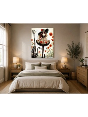 Rose Light Modern Sanat Kadın Görseli Çiçekli Kıyafetli Genç Duvar Dekoru Ahşap Mdf Baskı Salon, Yatak Odası, Çocuk Odası, Ofis Duvar Tablosu Mdf Tab