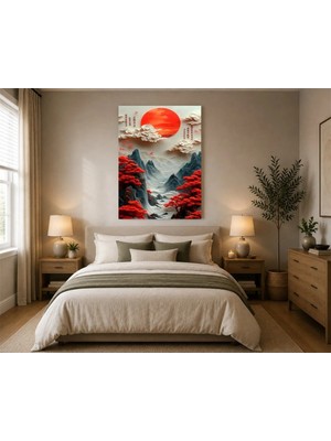 Rose Light Doğa Manzarası, Çiçekler ve Ay'lı Duvar Dekoru Ahşap Mdf Baskı Salon, Yatak Odası, Çocuk Odası, Ofis Duvar Tablosu Mdf Tablo