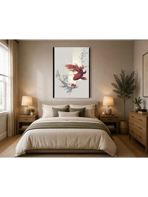 Rose Light Iki Balık Su Damlaları Duvar Dekoru Ahşap Mdf Baskı Salon, Yatak Odası, Çocuk Odası, Ofis Duvar Tablosu Mdf Tablo