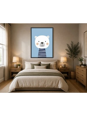 Rose Light Ayı Çizgili Gömlekli Duvar Çocuk Odası Için Ahşap Mdf Baskı Salon, Yatak Odası, Çocuk Odası, Ofis Duvar Tablosu Çerçeve Görünümlü Mdf Tabl