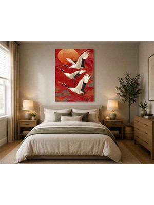 Rose Light Japon Karga Güneşli Arka Plan Duvar Tablosu Duvar Dekoru Ahşap Mdf Baskı Salon, Yatak Odası, Çocuk Odası, Ofis Duvar Tablosu Mdf Tablo