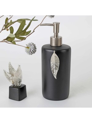 Selim Leaf Sıvı Sabunluk Siyah Gümüş
