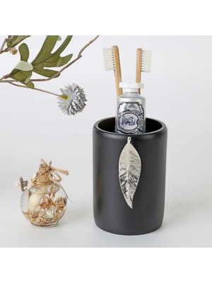 Selim Leaf Diş Fırçalık Siyah Gümüş